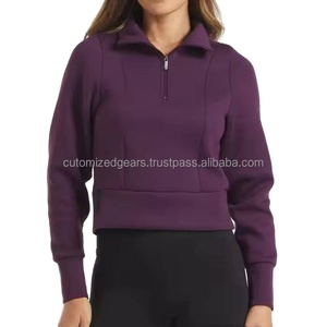 Sudadera de Alta Calidad con Media Cremallera para Mujer, Elástica en 4 Direcciones, Absorbe la Humedad, Transpirable, Gruesa, para Gimnasio y Entrenamiento - Product Image 6