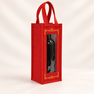 Sacs cadeaux pour bouteilles de vin en jute naturel laminé imprimé 13x36x13 cm Logo personnalisé Vente en gros OEM Marque privée Modèle SNC139A - Product Image 5