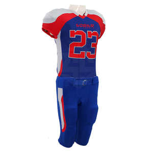 Ensemble de maillot et pantalon de football américain personnalisé, 100% polyester respirant et à séchage rapide, manches courtes, uniforme de football sublimé - Product Image 3