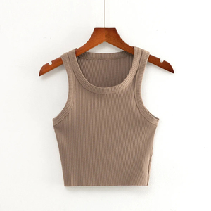 Chaleco de Punto para Mujer, Estilo Europeo y Americano, Hecho a Mano, Color Sólido, Cuello en V, Top Corto - Product Image 3