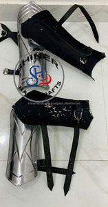 ชุดอุปกรณ์ค้ำแขนเหล็กนักรบครูเสดยุคกลางชุดค้ำเหล็กชุบโลหะป้องกันขาสีเงินชุดฮาโลวีน18เกจ - Product Image 6