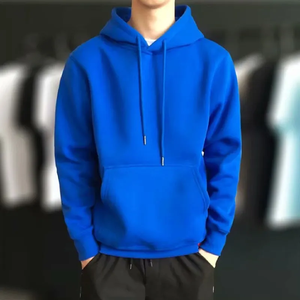 New Fashion Men Autumn Winter Hooded Street Long Sleeve Loose Solid Color Hooded Casual Blouse Fleece Tops Yellow <b>Hoodies</b> - Product Image 2
