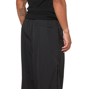Customized <b>Men</b> Side Piping <b>Trousers</b> Loose Wide Leg <b>Drawstring</b> Waist Open Hem Streetwear Track Pants OEM Apparel Factory Supplier - Product Image 4