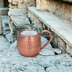 Taza de Agua de Cobre Martillado, Diseño Moderno, Forma Redonda, para Vajilla - Product Image 1