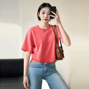 Camiseta Corta de Alta Calidad para Mujer, Diseño Estampado, Algodón, Manga Corta, Linda Camiseta Corta para Mujer - Product Image 4