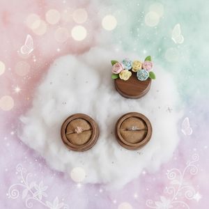 Juego de Cajas de Anillos de Madera Hechas a Mano, Estuches Redondos de Almacenamiento de Joyas de Nogal con Inserto de Yute, Soporte Rústico para Anillos de Boda - Product Image 4