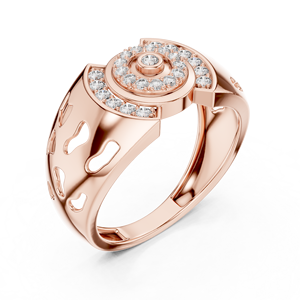 Anillo de Oro Rosa con Diamantes en Forma de Halo para Mujer, Diseño Geométrico de Lujo, Regalo de Joyería Fina para Aniversario de Bodas - Product Image 4