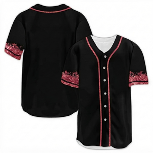 Ropa Deportiva Personalizada con Números de Equipo, Jersey de Béisbol Deportivo de Poliéster con Estampado Tie-Dye, Manga Corta, Cuello en V y Botones Completos - Product Image 1