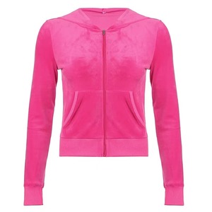 Survêtement en velours personnalisé avec logos, ensembles de survêtements d'hiver en velours zippés, survêtement de jogging 2 pièces en velours pour femme avec strass - Product Image 5