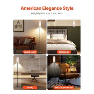 Lampadaire moderne à intensité variable avec couleurs réglables en continu, télécommande via interrupteur au pied et application, modèle Tall FL - Product Image 5