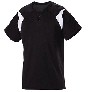 เสื้อเบสบอลสีเทาแบบกำหนดเอง คอวี ติดกระดุม แขนสั้น สีพื้น ชุดซอฟต์บอล - Product Image 5