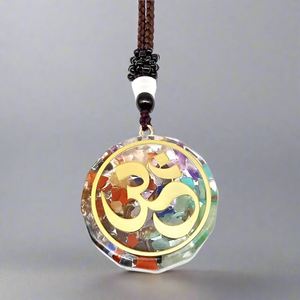 Om Symbol 18K Gold Plated <b>Necklace</b> with 30-Inch Adjustable <b>Rope</b> Chain for <b>Men</b> - Product Image 2
