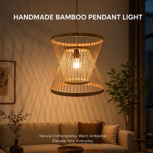 โคมไฟแขวนทำมือจากไม้ไผ่ทรงกลมสไตล์ญี่ปุ่นเอเชียสำหรับตกแต่งภายใน - Product Image 2