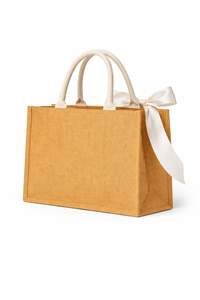 Bolsa de Yute de Lujo con Asa de Listón, Bolsa de Compras Ecológica, Logotipo Personalizado, Bolsa de Regalo Reutilizable, Bolso de Mano para Exportación al por Mayor - Product Image 2