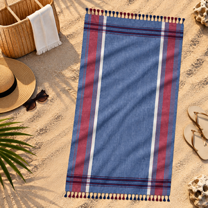 Serviette de plage Kikoy 100% coton, best-seller, nouveau design rayé avec logo personnalisé, qualité export, provenant d'un exportateur indien. - Product Image 5
