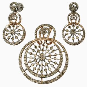 Elegante y Espectacular Juego de Pendientes y Colgantes de Diamantes de Estilo Étnico con Certificación IGI de Oro de 14 Quilates, Piedras Coloridas Cultivadas en Laboratorio de Alta Calidad - Product Image 1