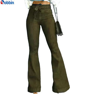 Pantalones vaqueros vintage de pierna ancha para mujer, de cintura alta, con cordones, acampanados, transpirables, para verano e invierno, de gran venta, con efecto levanta caderas - Product Image 4