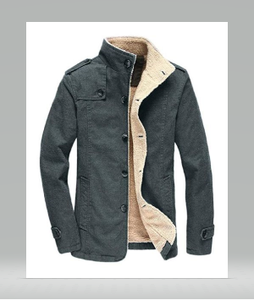 Veste pour homme style sherpa doublée, veste décontractée pour homme avec col en fausse fourrure, veste d'hiver pour homme vert olive, veste en polaire. - Product Image 4