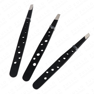 Custom Color Stainless Steel Eyebrow Tweezers 9 Hole Design Precision Beauty <b>Tool</b> Custom Logo Private Label - Product Image 4