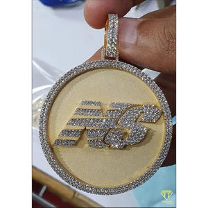 Premium Custom Business Logo Pendant Necklace in 925 Sterling Silver with Iced Out Diamond Look Design - Product Image 3