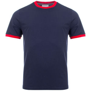 Camiseta de Manga Corta Azul Claro para Hombre con Ribete en Contraste Crema, Corte Regular, Cuello Redondo, Estilo Casual, 100% Algodón Jersey - Product Image 6