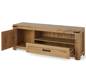Moderno y Lujoso Soporte de TV Rústico de Madera Maciza con Cajón de Almacenamiento y Gabinete para Sala de Estar, Montaje en Suelo, 50-54 Pulgadas - Product Image 4