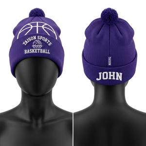 Gorro de Baloncesto para Mujer, Premium, 280 GSM, Tejido Acrílico Suave, Diseño Argyle Rojo Marino, Logotipo Bordado Personalizado, Gorros de Invierno - Product Image 5