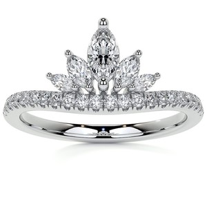 Marquise Cut Half Eternity Moissanite Band 925 Sterling <b>Silver</b> Luxury Wedding <b>Ring</b> Anniversary Party <b>Stacking</b> Bridal Promise - Product Image 1