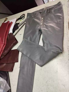 Genuine Leather Gray Pant Trouser for <b>Men</b> USA Fashion Streetwear Style <b>Slim</b> Lose Fit <b>Jeans</b> Pants - Product Image 4