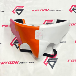 Nouvel ensemble de boxe professionnel en cuir véritable blanc/orange/rose, fait main, avec gants à lacets et casque de protection pour l'entraînement - Product Image 5