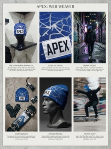Bonnet en tricot personnalisé bleu roi motif toile d'araignée avec patch logo, bonnet d'hiver extensible unisexe à revers - Product Image 6