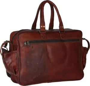 Maletín de Cuero Genuino Crazy Horse Vintage, Bolsa de Mensajero para Portátil con Múltiples Bolsillos para Hombre, Bolsa de Viaje de Negocios de Gran Capacidad - Product Image 4