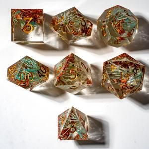 Ensemble de dés en résine de style boutique, dés polyédriques en résine personnalisés avec remplissage pour jeux de table de luxe, fournisseur en gros d'accessoires de jeu - Product Image 2