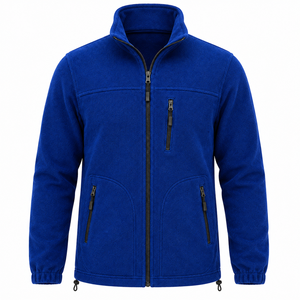 Chaqueta de Forro Polar Azul para Hombre, con Cierre Completo, Cuello Alto, Casual, Resistente al Viento, para Uso en Exteriores, Color Sólido, Corte Regular, Material de Poliéster - Product Image 1