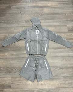 Wholesale Customized Two Piece Windbreaker Short Set Nylon Cotton Eco-Friendly Quick Dry Unisex Street Wear Outdoor Running Wear - Product Image 1