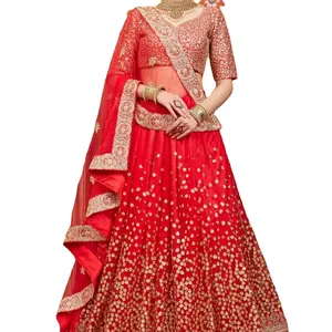 Indiano bella vendita calda rosso Georgette paillettes ricamato partito indossare Lehenga matrimonio e festa per le donne Lengha Choli 2023