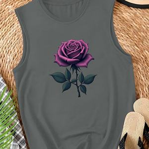 เสื้อกล้ามถักลำลองสำหรับผู้หญิงพร้อมลายดอกกุหลาบสีม่วงและโลโก้ด้านหน้า - Product Image 4