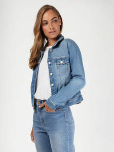 Chaqueta vaquera de mujer con mangas abullonadas, diseño elegante y femenino, ropa exterior de mezclilla al por mayor - Product Image 3