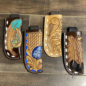 Couteau pliant à motif de feuille en cuir usiné à la main pour l'extérieur, accessoire de couteau de poche parfait pour la chasse et l'extérieur. - Product Image 4