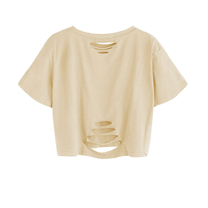 Chemises crop top oversize pour femmes, vêtements streetwear pour femmes, t-shirts crop top à manches courtes, chemises crop top personnalisées 100% coton - Product Image 1