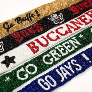 Ceinture perlée personnalisable faite à la main pour le jour du match de football, idéale pour l'école, remplacement de poignée de sac à bandoulière, bandoulières faites à la main - Product Image 2