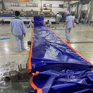 Bâche en PE haute durabilité et résistante, bleue/orange, imperméable, pour camion, couleur et taille personnalisées, matériau résistant aux UV - Product Image 4