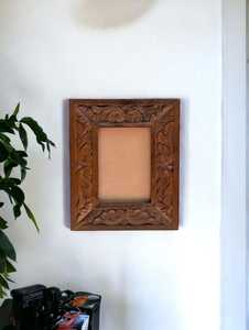 Hand Carved Floral Wooden <b>Picture</b> <b>Frame</b>, Vintage Style Handmade Wooden Photo <b>Frame</b> | Solid Wood <b>Picture</b> <b>Frame</b> | <b>Rustic</b> Home Déco - Product Image 2