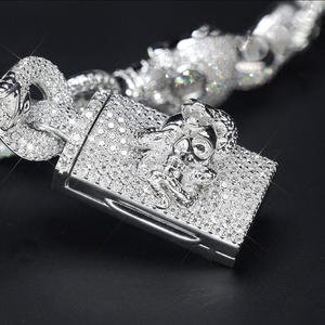 Magnifique collier chaîne cubaine en argent sterling 925 avec crâne glacé en moissanite, bijoux gothiques pour hommes, hip-hop, occasion de fête, cadeau - Product Image 5