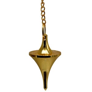 Wholesale Polished <b>Gold</b> <b>Disc</b> Cone Long Feng Shui Pendulum for Energy Healing Divination Environmentally Friendly Art - Product Image 4