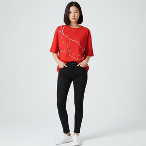 T-shirt unisexe personnalisé 100% coton, impression surdimensionnée pour un style streetwear décontracté - Product Image 1