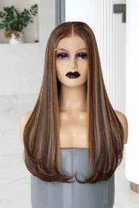 Perruque en cheveux humains 100% naturels, vierges, Remy vietnamiens, soyeux, lisses, ondulés, couleur personnalisée, avec frange, extensions de cheveux en mèches - Product Image 5