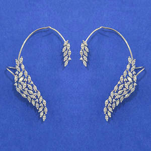 Handmade <b>Jewellery</b> Wholesalers in India American Diamond Earcuf with Rhodium Plating 2 Tone Plating Mehndi Plating 444805 - Product Image 1