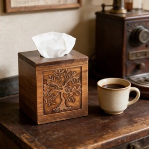 Rustic Wood <b>Tissue</b> <b>Paper</b> Holder Elegant Tree <b>Pattern</b> <b>Tissue</b> Box Cover Suitable For Home Office Bedroom And Living Room - Product Image 4