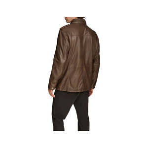 Men's Premium Sheepskin <b>Leather</b> <b>Long</b> Four-Pocket Safari Field <b>Jacket</b> Zipper Stand Collar Autumn Season XS Size Waterproof - Product Image 6